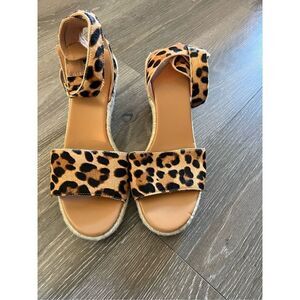 J. Crew Espadrille Léopard Wedge Sandals Size 9.5 NEW
